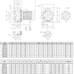 Pompa ze stali nierdzewnej do systemów gaśniczych NX65/550 (125), 4 kW, 114 m3/h, 22,2 m, 380 V/T, AISI 304 (EBARA 3M 65-125/4)