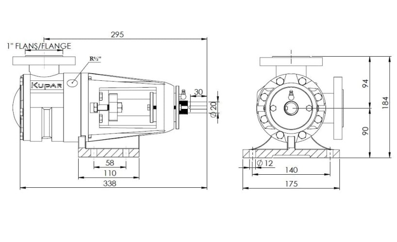 Pompa zębata Kupar KIP do transferu oleju 1 cal, 0,2-2 m3/h