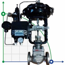 DN80 Zawór regulacyjny z siłownikiem pneumatycznym 10P11Y-DNx8016Z-L112C-C (korpus żeliwny, gniazdo SS304) z pozycjonerem YT-1000, wejście 4-20mA, Ex