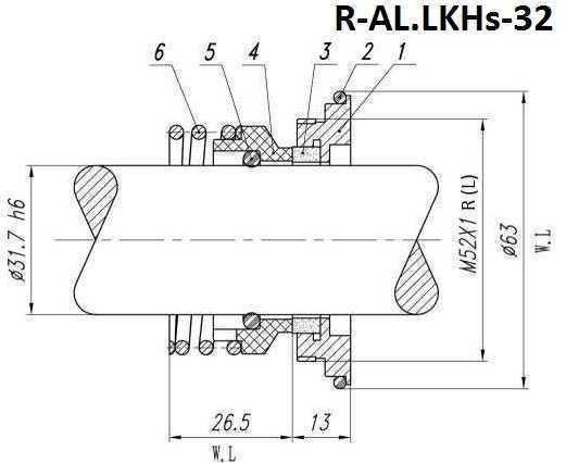 Uszczelnienie pompy Alfa Laval R-AL.LKHs 32, SIC/SIC, EPDM, 304