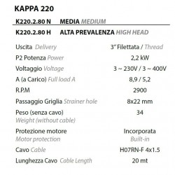 Pompa spustowa Dreno Kappa K220.2.80 H z przełącznikiem