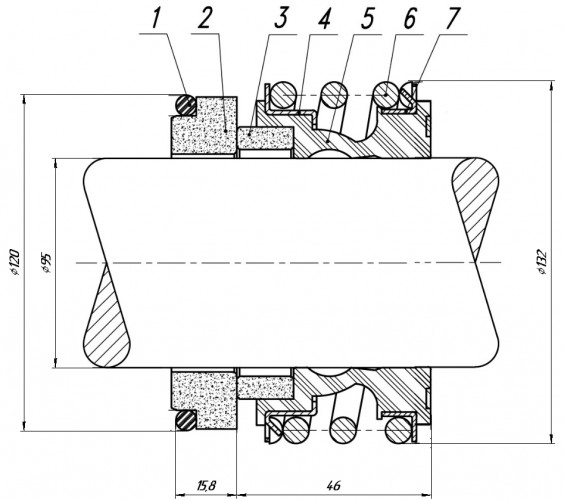 Uszczelnienie mechaniczne wału pompy R-MG1 95, CAR/SIC, VITON, 304, G60