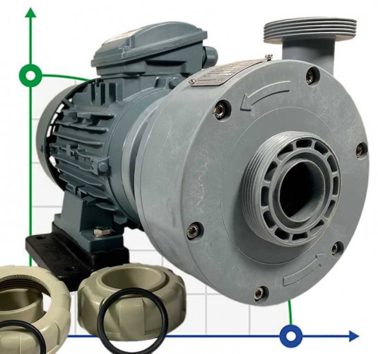 Plastikowa pomDiaPump PA chemiczna do kwasów DiaPump PA2150 PP, 1,5 kW, 3000 obr/min, 380V