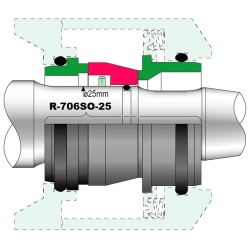 Uszczelnienie mechaniczne pompy Grundfos Sarlin R-706SO 25, SIC/SIC/SIC/SIC, VITON analog AESSEAL S0SU/S0SSU